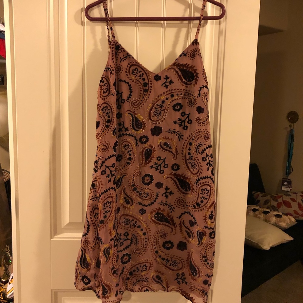 Pink shift dress. With velvet designs